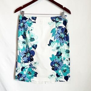 Apt. 9 White Blue Floral Pencil Skirt Size 8